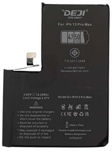 Bateri DEJI për Apple iPhone 13 Pro Max, 4750mAh, Li ion, e zezë