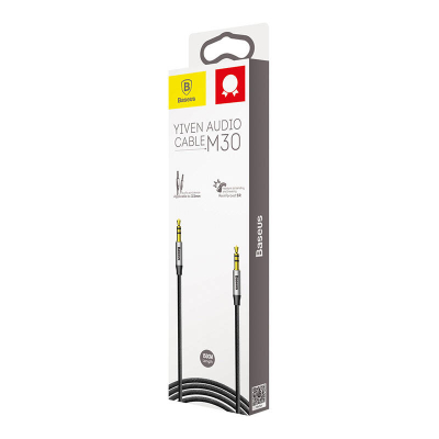 Kabllo audio Baseus Yiven M30, Jack 3.5mm në 3.5mm, 1.5m, e zezë