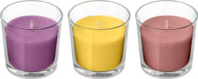 Set qirinj të parfumuar Arti Casa, 3 copë, në gotë xhami, shumëngjyrësh