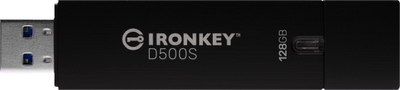 USB flash Kingston IronKey D500S, 128GB, AES 256 bit, e zezë