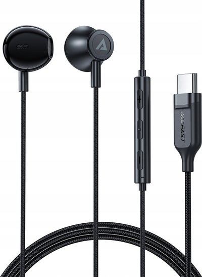 Kufje me kabllo ACEFAST L2, USB C, me mikrofon, in ear, të bardha