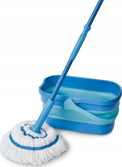 Set mop me kovë Spontex Twist Mop Ultra Compact, mikrofibër, sistem vetështrydhës, blu