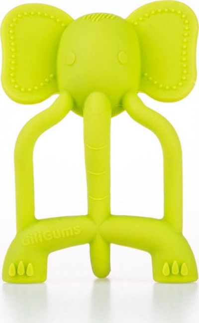 Unazë për dhëmbëzim GiliGums Soothing Lime Elephant, silikoni, për beba 3m+, jeshile lime