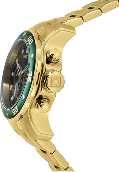 Orë burrash Invicta Pro Diver 0075 Chronograph, quartz, e veshur me ar 18k, e artë