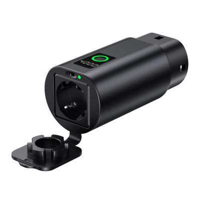 Adapter V2L për makina elektrike Hurtel, Type 2 në Schuko, 3500W me ekran, i zi