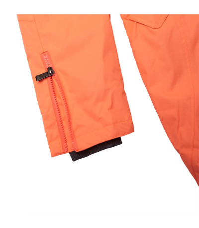 Parka për gra Huppa Vivian, 200g, me kapuç me lesh natyral, ngjyrë koral neon