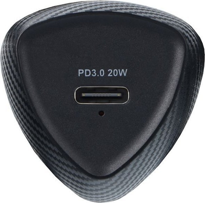 Полнач за автомобил Forcell Carbon, USB C PD 20W, со кабел Lightning, црн