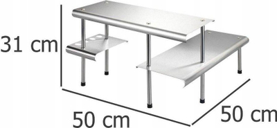 Rafte këndore kuzhine Maximex Massivo TRIO, 2 nivele, çelik inox, ngjyrë argjendi