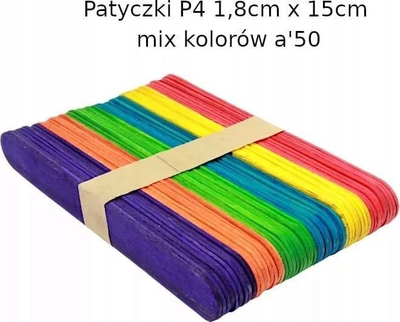 Shkopinj druri Penword P4, 1.8 x 15 cm, set me 50 copë, me ngjyra të ndryshme