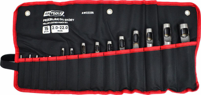 Set për shpuar lëkurë AWTools Leather Punches, 15 copë