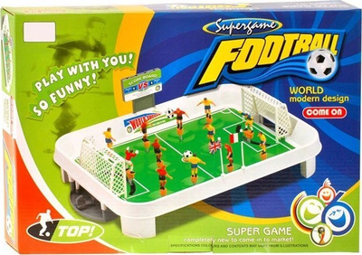 Loja tavoline futbolli Supergame Football, mekanizëm me susta, fushë plastike, shumëngjyrëshe