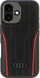 Mbulesë telefoni Audi Genuine Leather Hardcase, MagSafe, për iPhone 16 6.1", e zezë e kuqe