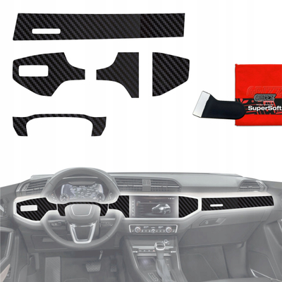Film mbrojtës i brendshëm GrizzGlass PianoSkin Matte, set 6 copë, për Audi Q3 2018-2025, karbon matte, i zi
