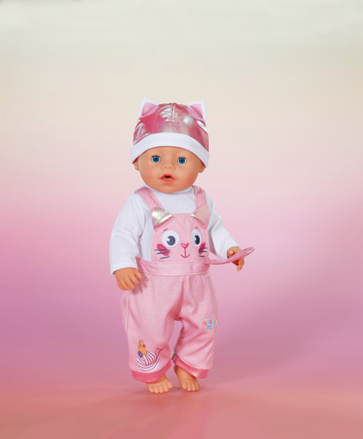 Облека за кукли Baby Born Onesie со капа, за кукли 43cm, комплет, многуобоена