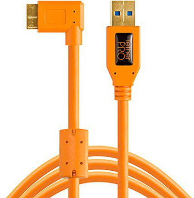 Kabllo Tether Tools TPro USB 3.0 Micro B me kënd djathtas, 4.6m, portokalli