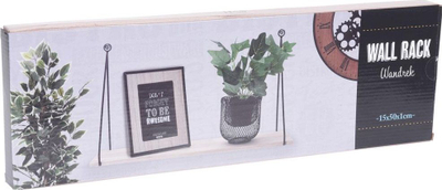 Raft muri H&amp;S Decoration Minimalist, dru Paulownia, 50x15 cm, me mbajtëse metalike të zeza