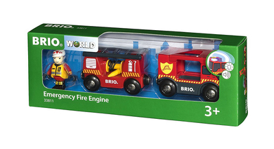 Lodër kamion zjarrfikës BRIO Rescue Emergency Fire Engine, me drita dhe tinguj, për fëmijë 3+