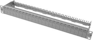 Patch panel ABS, 24 porta, 1.75", 19", gri e çelët