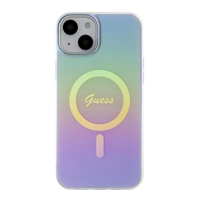 <![CDATA[Mbrojtëse telefoni Guess GUHMP15SHITSU për iPhone 15 6.1", hardcase MagSafe, vjollcë me shkëlqim iridescent]]>