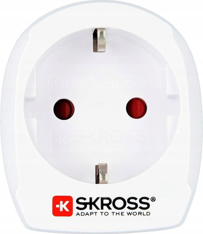 Adapter udhëtimi Skross 1.500232-E, Schuko dhe Euro në prizë daneze, 250V, i bardhë