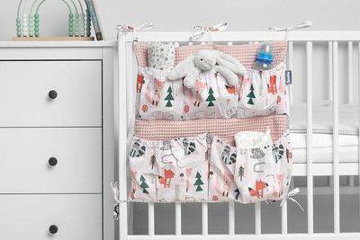 Organizues për shtrat bebe Sensillo Waffle Foxes, 5 xhepa, rozë