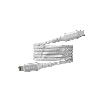 Kabllo karikues Havit Magnetic, USB C në Lightning, 1m, i bardhë