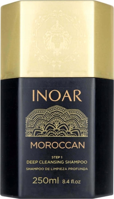 Shampò flokësh Inoar Moroccan Deep Cleansing, para drejtimit me keratinë, 250 ml