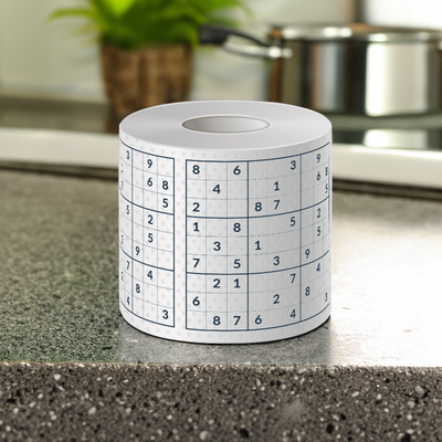 Letër higjienike Sudoku Toilet Paper, me puzzle Sudoku, e bardhë