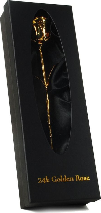 Trëndafil dekorativ Mikamax 24K Golden Rose, i veshur me ar, me kuti dhurate