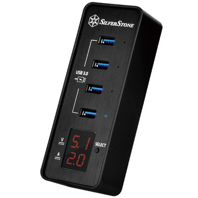Hub USB SilverStone EP03, 4 porta USB 3.0, për komp, i zi