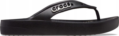 Shapka plazhi Crocs Classic Platform Flip, goca, me platformë, të zeza
