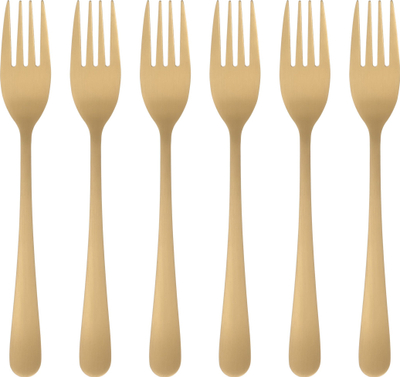 Set pirunash ëmbëlsire Maku Dessert Fork, 6 copë, çelik inoks, ngjyrë ari mat