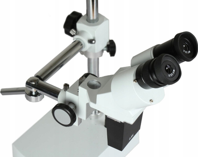 Mikroskop stereoskopik Delta Optical Discovery L, kokë binokulare, krah i rregullueshëm, i bardhë