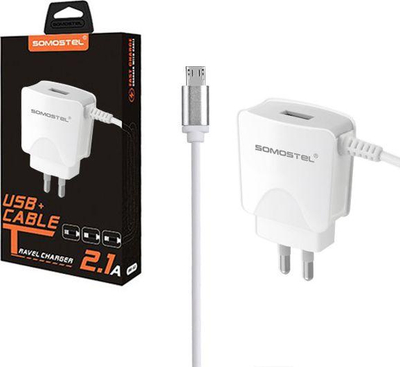 Karikues 2A me kabllo Micro USB, 2100mAh SMS-A03, i bardhë