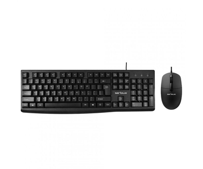 Set tastierë dhe maus Serioux SRXK-SKBM996WD, me kabllo USB, DPI 800-1600, i zi