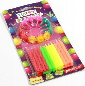 Qirinj për ditëlindje Birthday Candles, set me 24 copë, shumëngjyrëshe