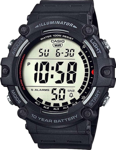 Orë dore Casio AE1500WH 1, dixhitale, që s’e ha uji deri në 100m, e zezë