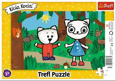 Puzzle me kornizë Trefl Kitty Kitten in the forest, 15 pjesë, shumëngjyrëshe