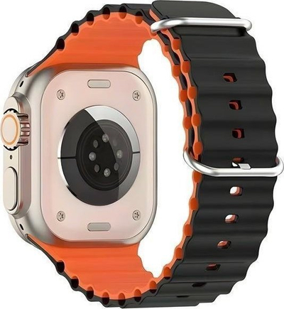 Rrip dore Beline për Apple Watch Silicone Waves, 42/44/45/49mm, silikon, zezë portokalli