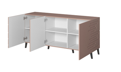 Komodë Nova 155x40x72, MDF, përfundim mat, rozë