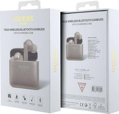 Kufje wireless Guess Headphones Printed Logo, TWS Bluetooth, me stacion karikimi, rozë