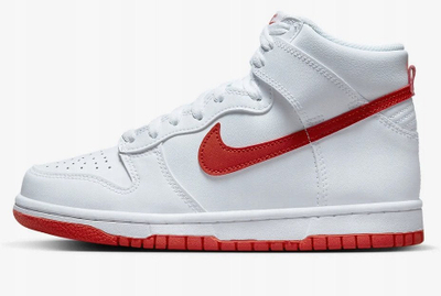 Atlete Nike Dunk High GS JR DB2179-111, lëkurë natyrale, për vajza, të bardha