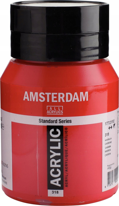 Bojë akrilike Amsterdam Standard Series 318 Carmine, 500 ml, e kuqe carmine