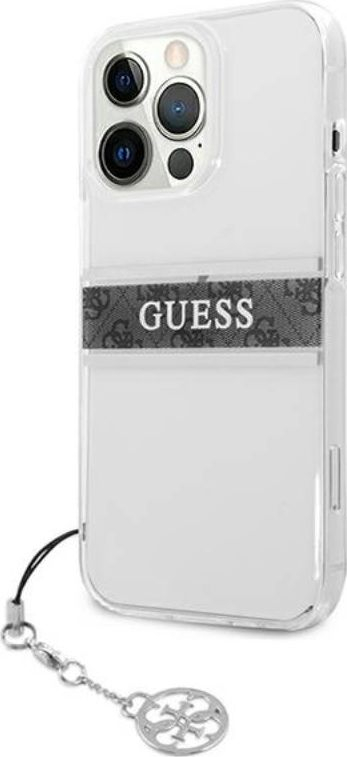 Kapak telefoni Guess 4G Stripe, për iPhone 13 Pro, TPU PC, i tejdukshëm gri