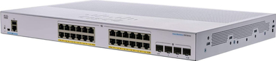 Swichi rrjeti Cisco CBS250-24P-4X, 24 porta Gigabit, L2 L3 i menaxhuar, ngjyrë argjendi