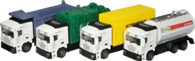 Kamion lodër mekanik Swede Ciężarówka MIX, modele të ndryshme transporti, i bardhë