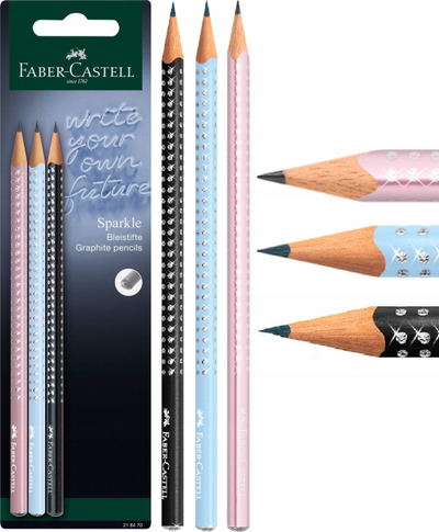 Set lapsash Faber-Castell New Harmony 218470, 3 lapsa Sparkle, fortësi B, shumëngjyrësh
