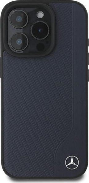 Kapak telefoni Mercedes Benz Wood Imitation për iPhone 16 Pro Max, MagSafe, navy blue