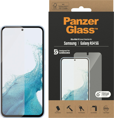 Mbrojtës ekrani PanzerGlass Ultra Wide Fit për Samsung Galaxy A54 5G, xham i temperuar, transparent