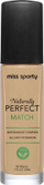 Fondatinë fytyre Miss Sporty Naturally Perfect Match, 10 Warm, 30ml